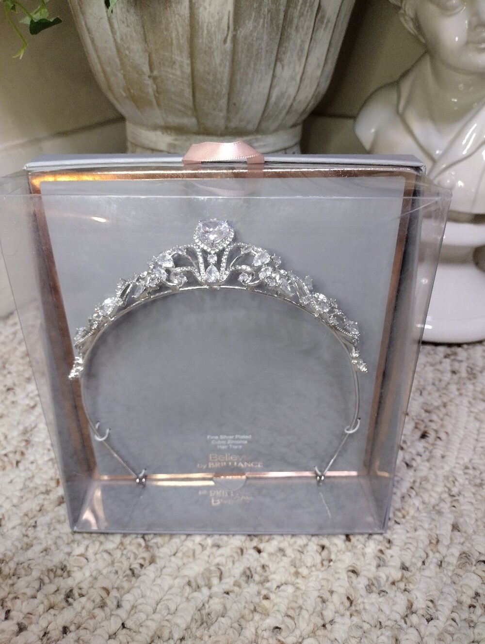 Believe By Brilliance Silver & Heart Shaped Cubic Zirconia Bridal Tiara - Picture 7 of 10